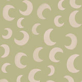 Meet me at the Wall Moon Pistache groen manen behang voor de babykamer of neutrale kinderkamer.