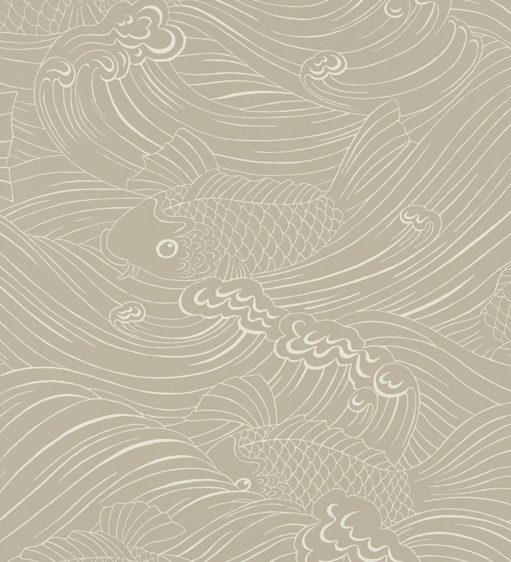 Plenty more fish behang voor de kinderkamer met vissen van langelid von bromssen oyster beige