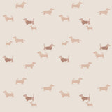 Honden behang voor de kinderkamer teckels neutrale kinderkamer creme beige bruin Puck Studio Pieni