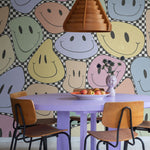 Rebel Walls behang kinderkamer kidsroom wallpaper smiley colorful multi color chess