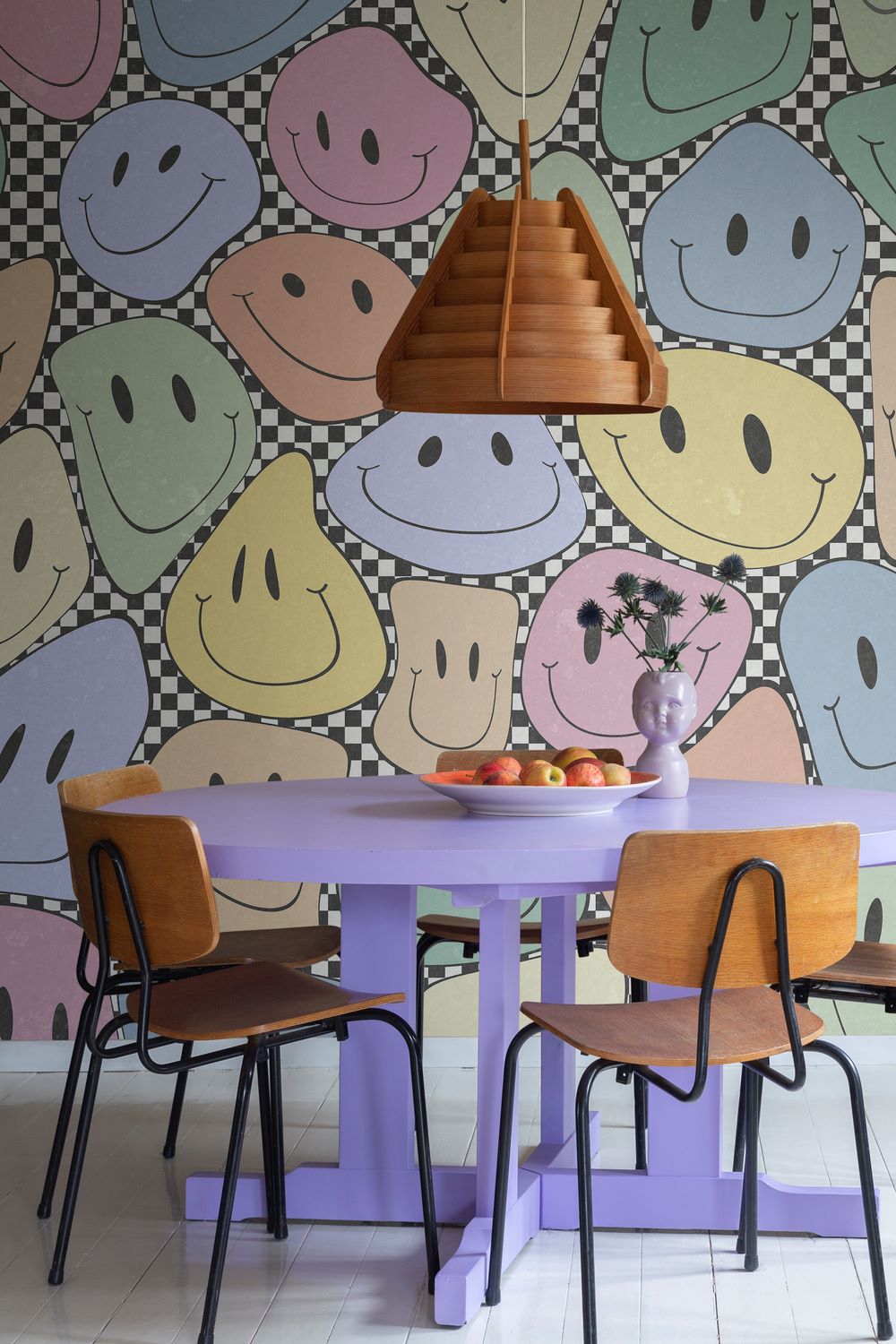 Rebel Walls behang kinderkamer kidsroom wallpaper smiley colorful multi color chess