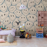 Rebel Walls Smiley behang peach blue perzik blauw