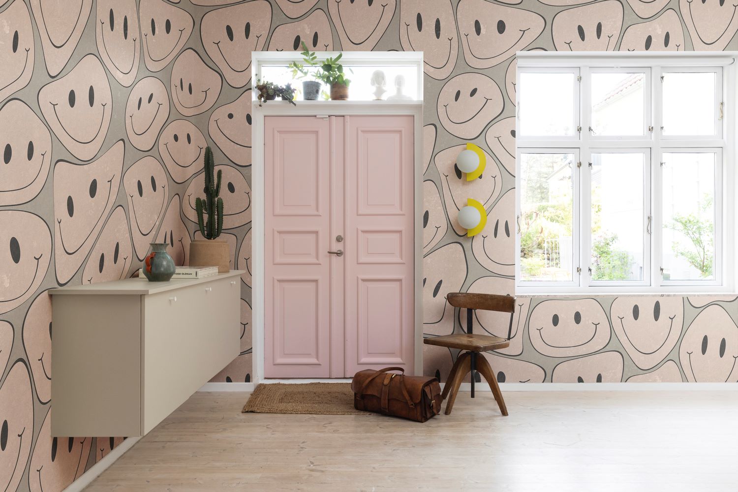 Rebel Walls Smiley behang licht roze soft pink