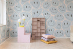 Rebel Walls behang kinderkamer kidsroom wallpaper smiley lichtblauw light blue