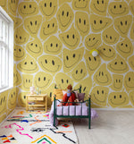 Rebel Walls behang kinderkamer kidsroom wallpaper smiley geel