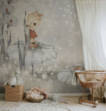 Rebel Walls x Mrs. Mighetto Bloomy Fields of Marion Blue Blauw dromerig behang voor meisjeskamer R20298