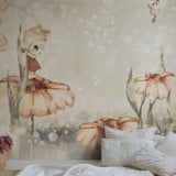 Rebel Walls x Mrs. Mighetto Bloomy Fields of Marion vergrijsd groen dromerig bloemen behang voor meisjeskamer en babykamer R20300