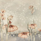 Rebel Walls x Mrs. Mighetto Bloomy Fields of Marion vergrijsd groen dromerig bloemen behang voor meisjeskamer en babykamer R20300