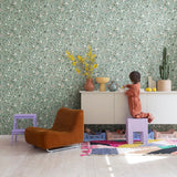 Rebel Walls behang voor de kinderkamer Pixie Shore mint meisjeskamer bloemenbehang R18111