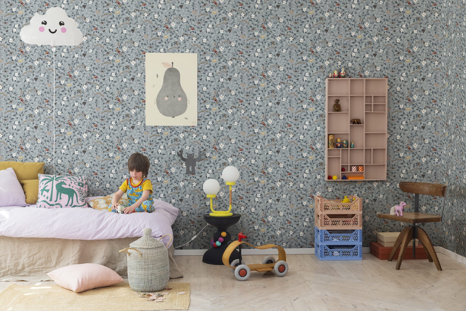 Pixie Shore Rebel Walls behang Sky lichtblauw bloemenbehang voor de meisjeskamer en babykamer R18112