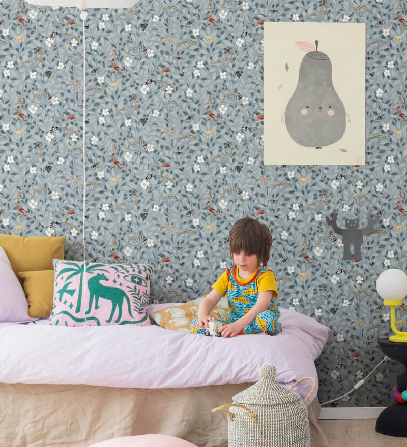 Pixie Shore Rebel Walls behang Sky lichtblauw bloemenbehang voor de meisjeskamer en babykamer R18112