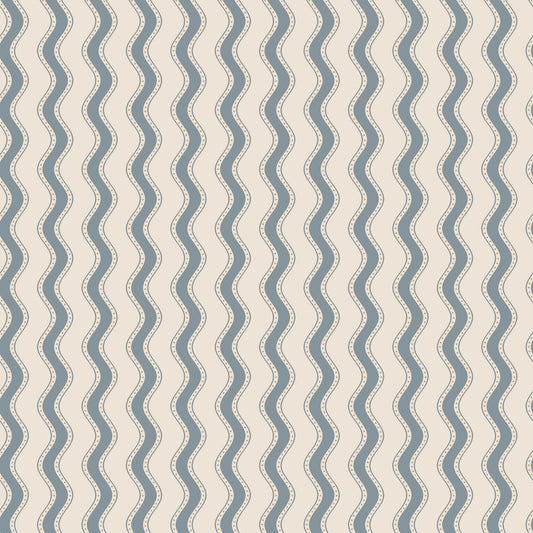 Erik Sandberg golvende strepen behang voor de neutrale kinderkamer babykamer blauw S10474
