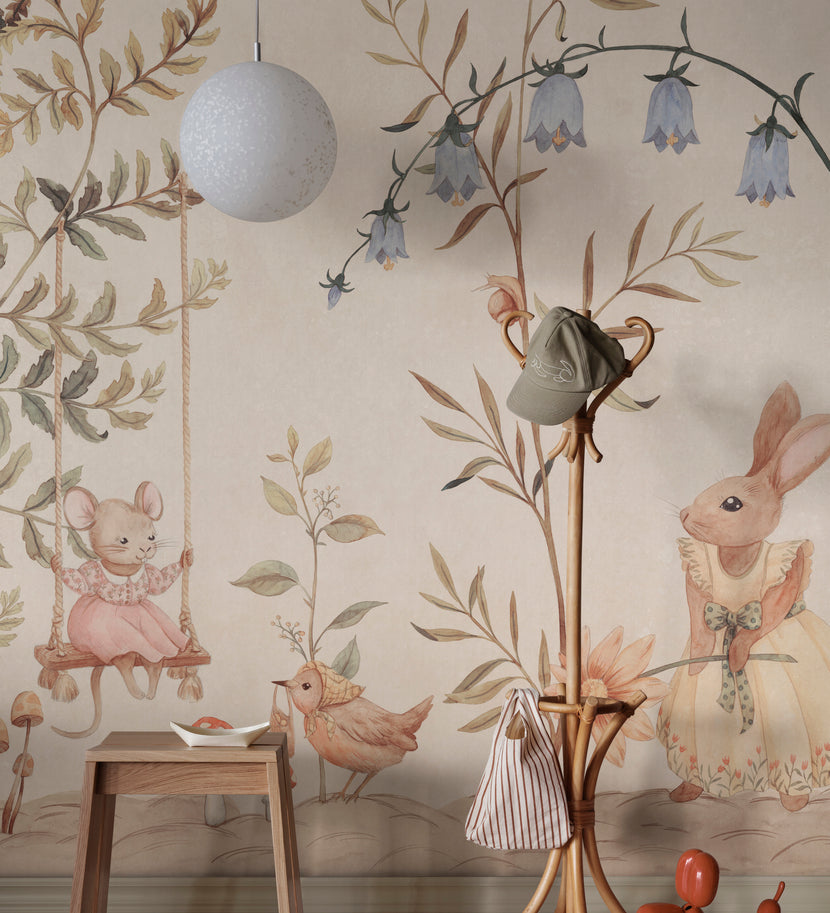 Sandberg maatwerk mural behang voor de meisjeskamer en babykamer vilhelmina S10592