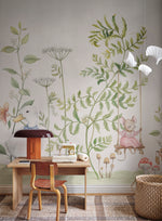 Sandberg mural maatwerk behang voor de meisjeskamer en babykamer vilhelmina beige groen S10593