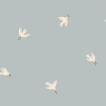 Frida Sandberg vogels behang met vredesduiven voor neutrale kinderkamer babykamer en meisjeskamer S10624 light blue lichtblauw