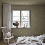 Vogels behang Frida van Sandberg kinderkamer babykamer meisjeskamer neutrale kinderkamer olijfgroen S10626