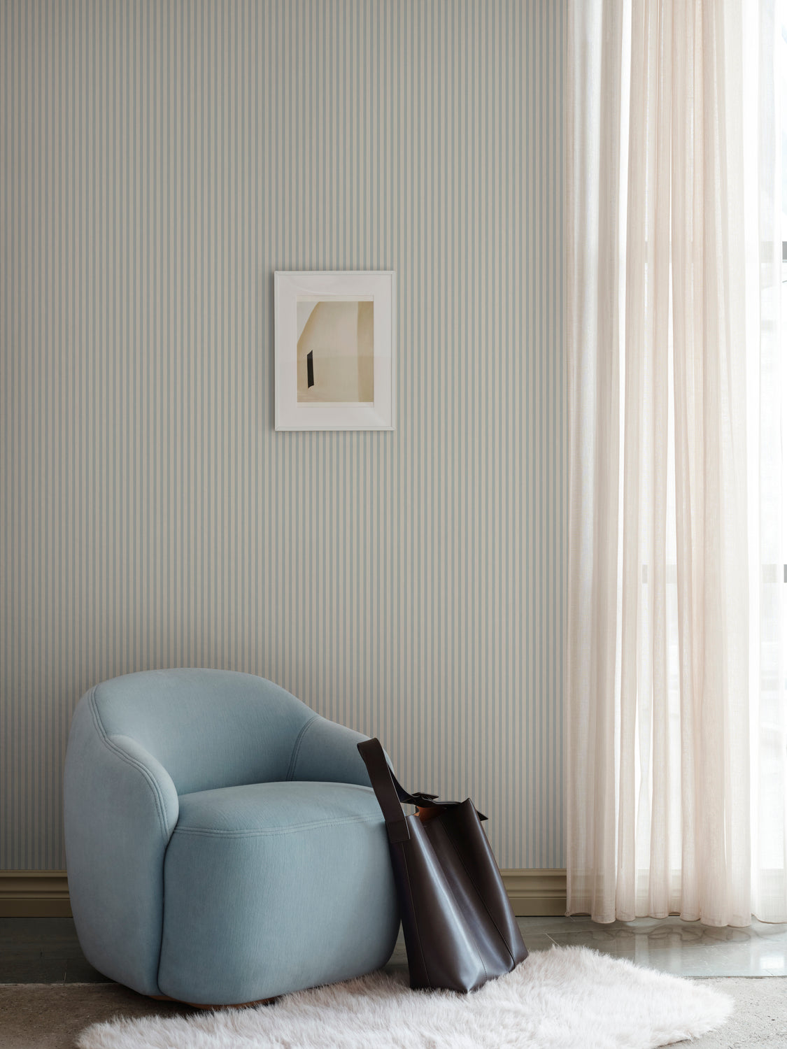 Sandberg strepen behang Estelle light blue lichtblauw  jongenskamer meisjeskamer babykamer neutrale kinderkamer S10627