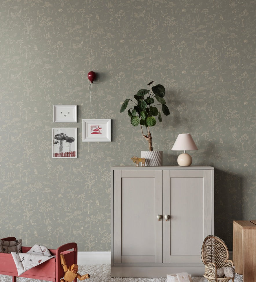 Sandberg bosdieren behang voor de kinderkamer babykamer lichtblauw Hollie S10640
