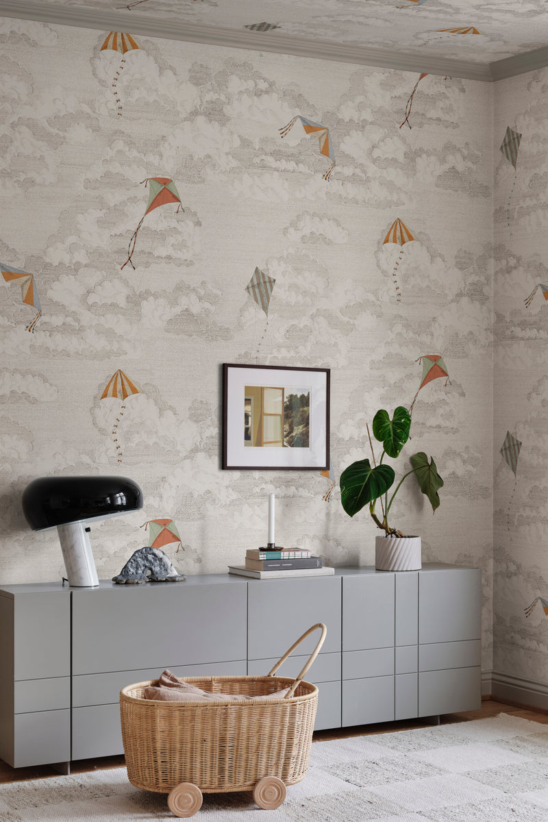 Bonnie and Kites Sandberg Sand zand zwart mural behang voor jongenskamer, babykamer of stoere meisjeskamer. S10643