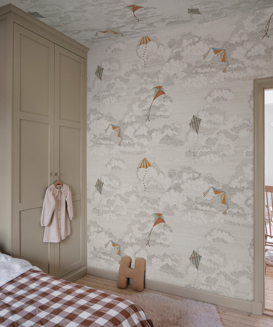 Bonnie and Kites Sandberg Sand zand zwart mural behang voor jongenskamer, babykamer of stoere meisjeskamer. S10643