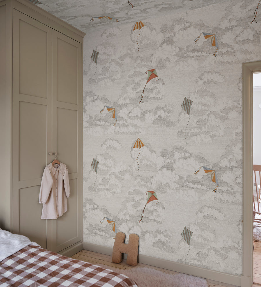 Bonnie and Kites Sandberg Sand zand zwart mural behang voor jongenskamer, babykamer of stoere meisjeskamer. S10643