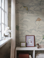 Bonnie and Kites Sandberg Sand zand blauw mural behang voor jongenskamer, babykamer of stoere meisjeskamer. S10644