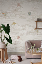 Bonnie and Kites Sandberg Sand zand mural behang voor jongenskamer, babykamer of stoere meisjeskamer. S10645