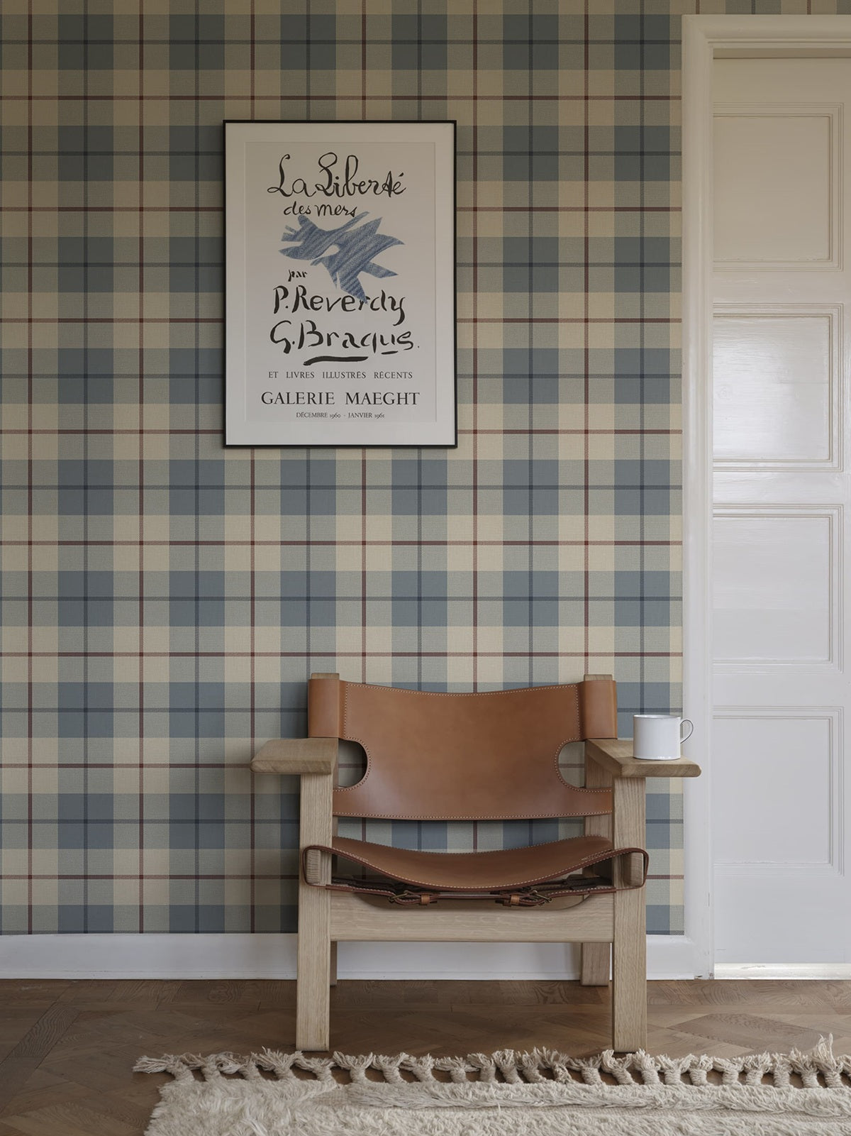 Schotse ruit behang voor kinderkamer, jongenskamer Ranold Sandberg light blue lichtblauw S10753
