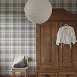 Schotse ruit behang voor kinderkamer, jongenskamer Ranold Sandberg light blue lichtblauw S10753