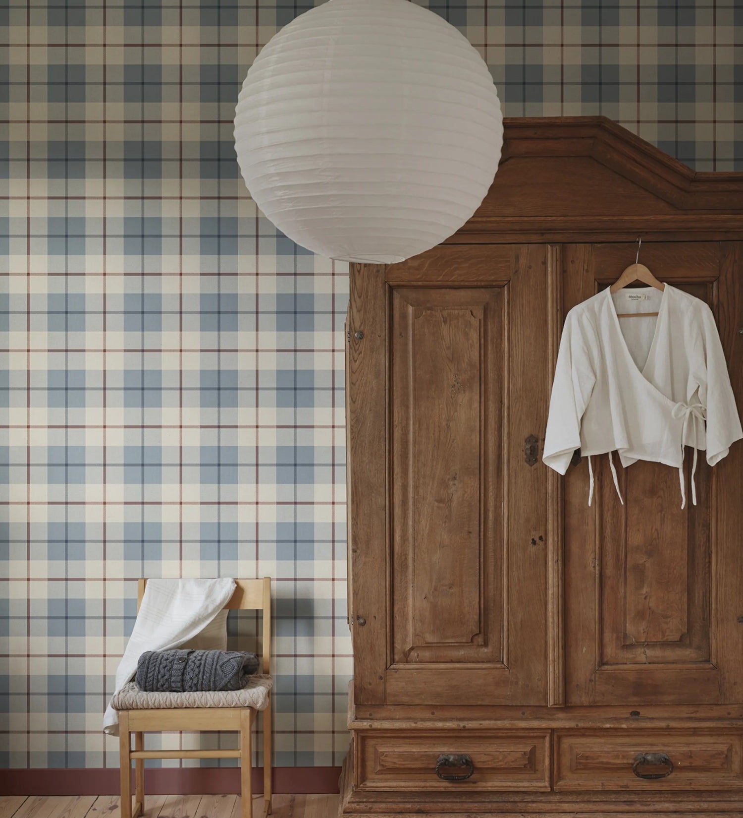 Schotse ruit behang voor kinderkamer, jongenskamer Ranold Sandberg light blue lichtblauw S10753
