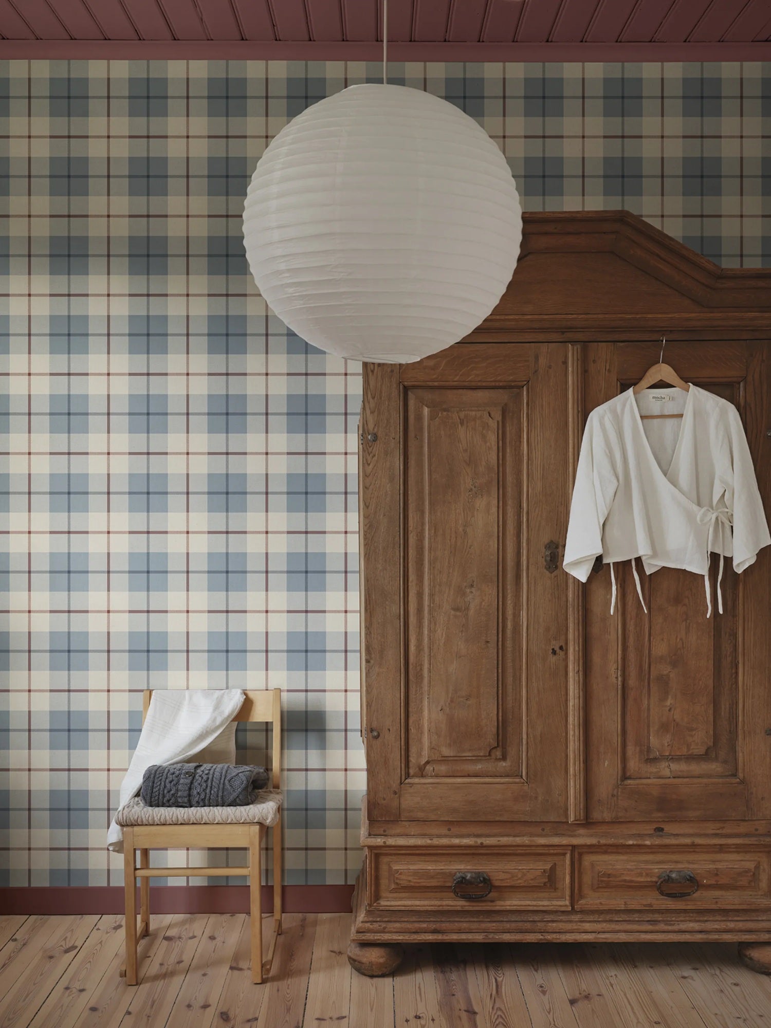 Schotse ruit behang voor kinderkamer, jongenskamer Ranold Sandberg light blue lichtblauw S10753