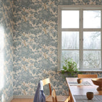 Bomen behang Eken van Sandberg kinderkamer babykamer jongenskamer meisjeskamer neutrale kinderkamer lichtblauw met beige S10790