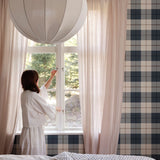 Schotse ruit behang voor kinderkamer, jongenskamer Ranold Sandberg classic blue donkerblauw S11018