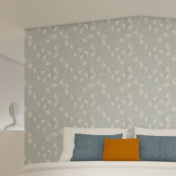 Ciel de Paris Season Paper behang voor de kinderkamer vogels lichtblauw