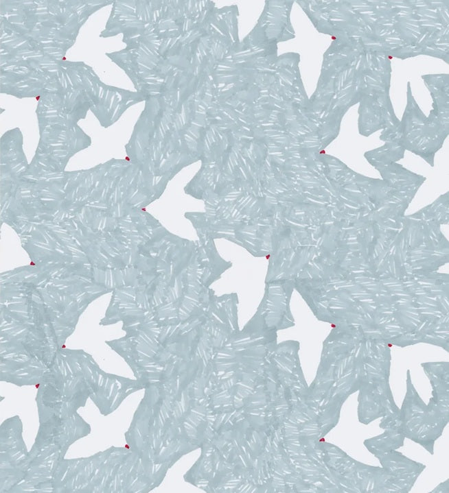 Ciel de Paris Season Paper behang voor de kinderkamer vogels lichtblauw