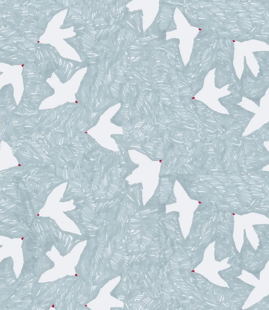 Ciel de Paris Season Paper behang voor de kinderkamer vogels lichtblauw