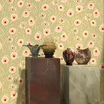 Season Paper bloemen behang Entrelacs Argile groen