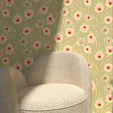 Season Paper bloemen behang Entrelacs Argile groen