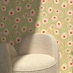 Season Paper bloemen behang Entrelacs Argile groen