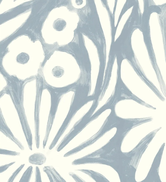 Season Paper Parfum bloemen behang voor een meisjeskamer of babykamer lichtblauw
