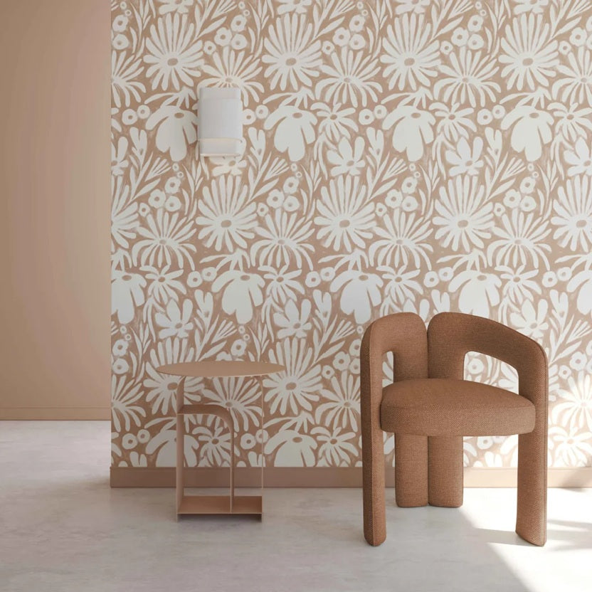 Season Paper Parfum bloemen behang voor een meisjeskamer of babykamer terra roze