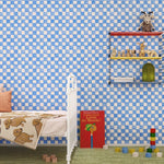 Season Paper geblokt behang voor de kinderkamer blauw
