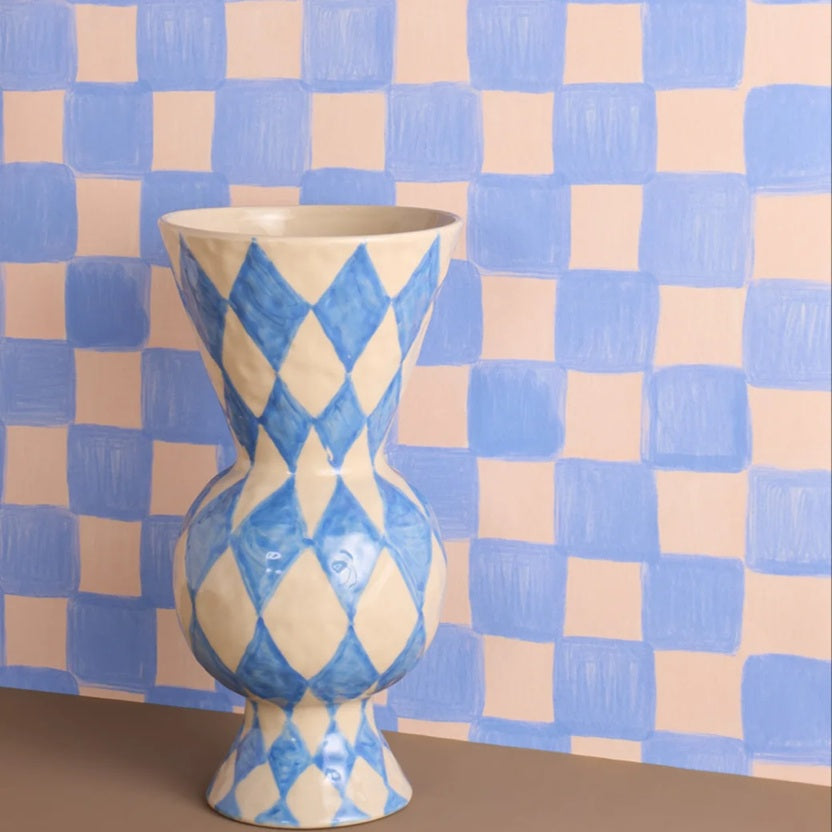 Season Paper geblokt behang voor de kinderkamer blauw