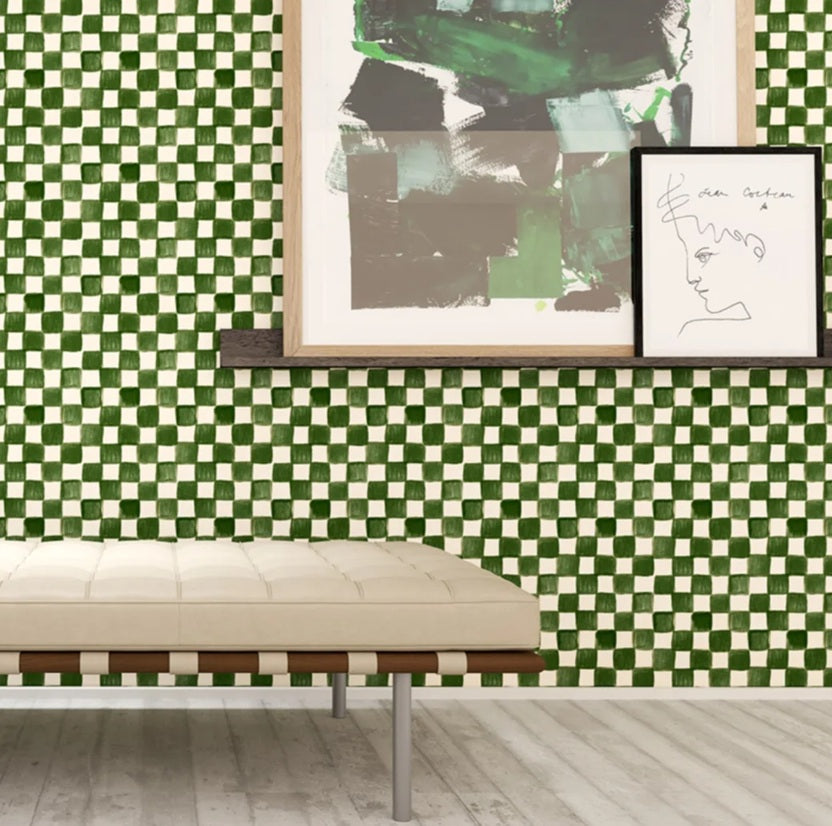 Season Paper geblokt behang voor de kinderkamer groen