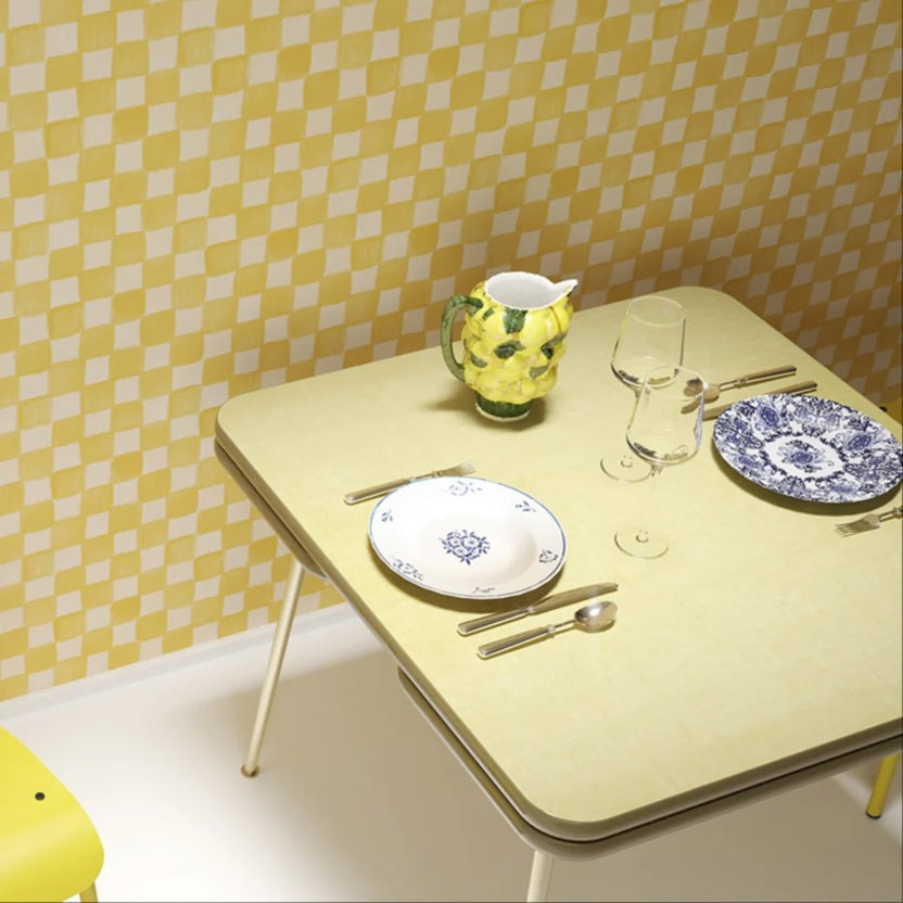 Season Paper geblokt behang voor de kinderkamer geel