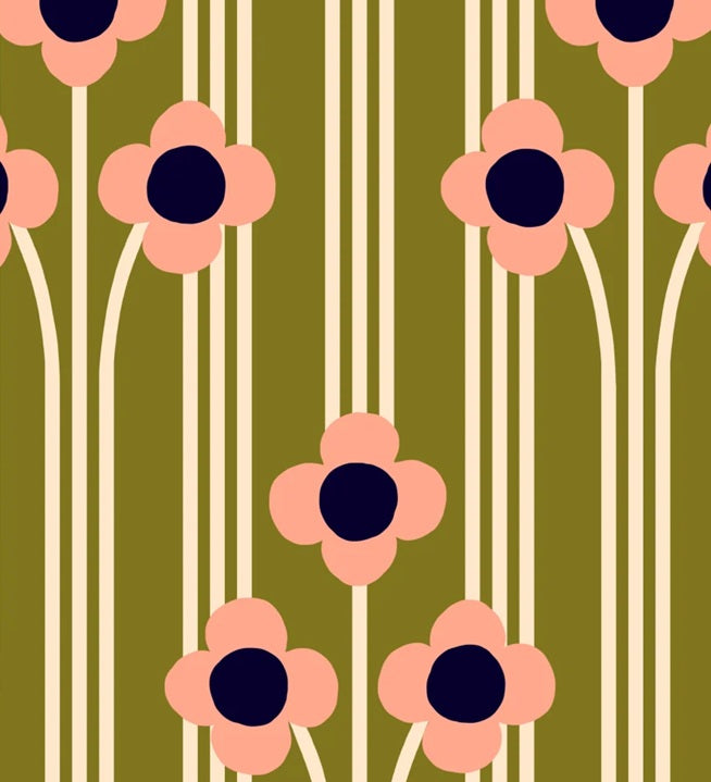 Season Paper Pop Bronze bloemen behang voor de kinderkamer groen