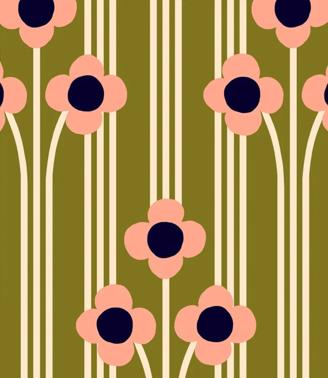 Season Paper Pop Bronze bloemen behang voor de kinderkamer groen