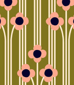 Season Paper Pop Bronze bloemen behang voor de kinderkamer groen