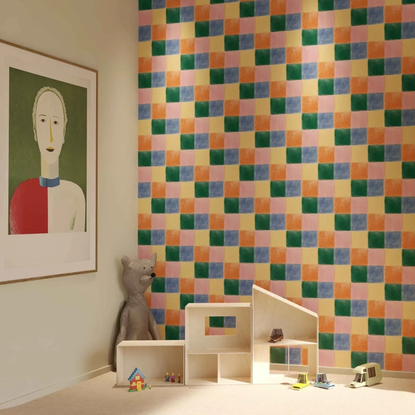Season Paper Quilt geblokt behang voor de kinderkamer kleuren 