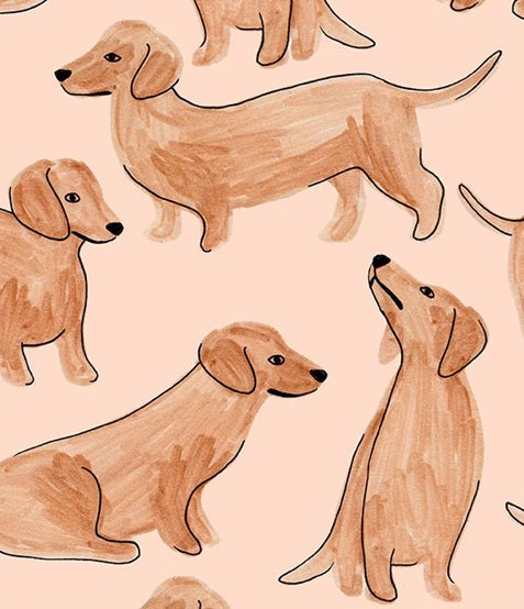 Season Paper behang voor de kinderkamer teckels honden bruin